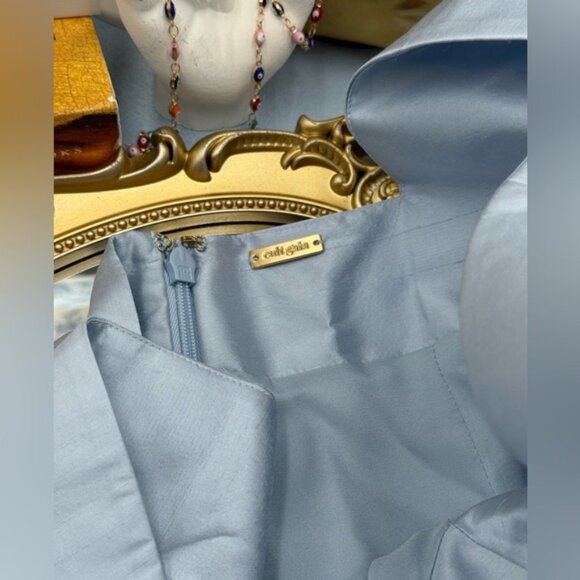 🆕 CULT GAIA 🧿 NWOT Marizia Silk-Dupioni Mini Dress, Coastal Blue - Sz US 2 - Picture 14 of 16